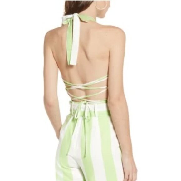 NWT | Anthropologie Moon River Green and White Striped Jumpsuit, Size S/XS - Picture 4 of 11